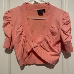 Take Out Pink Cropped Cardigan